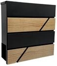 relaxdays Briefkasten Holzoptik mit Zeitungsfach (5-St), schwarz