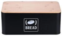 relaxdays Brotkasten mit Bambusdeckel Retro-Design, Eisen, schwarz