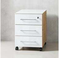 KADIMA DESIGN Rollcontainer Rollcontainer Glasfront 3 Schubladen Soft-Close &