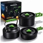 Mojawo Wasserkessel Camping Kochtopfset 3 in 1 Leichtes Aluminium Topfset f&uuml;r