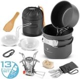 STAHLWERK Gaskocher Camping Kochgeschirr Alu Campinggeschirr Gaskocher Outdoor...