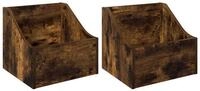 vidaXL Aufbewahrungsbox LP Plattenbox 2 stk. R&auml;uchereiche 37 x 33 x 32 cm