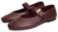 Riemchenballerina TOMMY HILFIGER "TH BUCKLE LEATHER BALLERINA", Damen, Gr. 36, braun