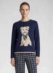 Rabe Strickpullover mit Hunde-Motiv und Fransen