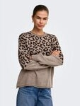ONLY Rundhalspullover ONLJADE ANIMAL LS O-NECK NOOS KNT Kunstfaser, regular fit