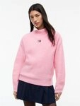 Tommy Jeans Stehkragenpullover TJW MOCKNECK BADGE SWEATER EXT Materialmix mit...