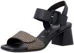 Sandalette REMONTE, Damen, Gr. 36, schwarz, natur, Leder, Textil, Flechtoptik, Schuhe