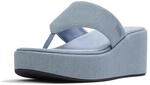 Dianette FITFLOP "PLATFFORMS DENIM WEDGE TOE-POST SANDALS", Damen, Gr. 41, blau