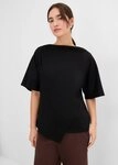 bonprix T-Shirt mit Wasserfallausschnitt, asymmetrischer Saum, Kurzarm-Design