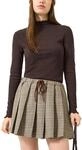 Langarmshirt QS, Damen, Gr. XS, braun, Rippware, Obermaterial: 50% Viskose, 28%