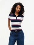 Tommy Jeans Poloshirt TJW SLIM SCRIPT RIB SS POLO Baumwollmischung, slim fit,