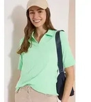 CECIL Poloshirt mit seitlichen Schlitzen im Saum gr&uuml;n M (40)