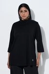 Ulla Popken T-Shirt Shirt A-Linie Stehkragen 3/4-Arm Pima Cotton
