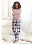 H.I.S Pyjama (Set, 2 tlg) mit karierter Schlafhose grau|rosa 36