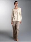 Schlafanzug TRIGEMA "TRIGEMA Pyjama im Leo-Stil", Damen, Gr. S, beige (natur), Single