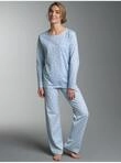 Schlafanzug TRIGEMA "TRIGEMA Pyjama mit Allover "Punkt" Muster", Damen, Gr. S, blau