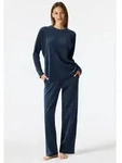 Schiesser Loungeanzug Casual Velour Rundhalsausschnitt, Velour-Qualit&auml;t blau S...