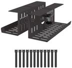 vidaXL Kabelzubeh&ouml;r Unter dem Schreibtisch Kabelmanagement Tray 2 Stk. Schwarz,