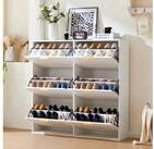 STILVORA Schuhregal Schuhkipper Schmal mit 6 Klappe, Schuhkommode wei&szlig; f&uuml;r