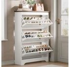 STILVORA Schuhschrank Schuhkipper mit 3 Klappen Schuhregal schmal mit Runde...