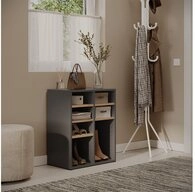Vicco Schuhregal Lysander, Anthrazit/Goldkraft Eiche, 53 x 65.5 cm mit 7 offenen