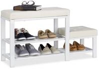 relaxdays Schuhbank mit Hocker, wei&szlig;
