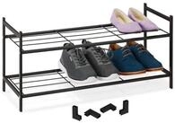 relaxdays Schuhregal Stapelbares Schuhregal 2 Ebenen, schwarz
