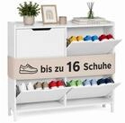 relaxdays Schuhkipper Schmaler Schuhkipper mit 4 F&auml;chern (1 St), wei&szlig;