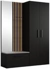 Masseno Garderobenschrank MODULO 160,6 x 204 cm Flurm&ouml;bel mit Spiegel und 2...