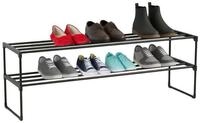 relaxdays Schuhregal Metall, schwarz, 2 Ebenen, 117 cm