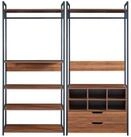 en.casa Garderoben-Set, (Set, 2-teilig), &raquo;Larem&laquo; Schwarz / Walnussoptik