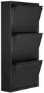 Schuhkipper BLACK, 3 Klappen, Schwarz matt, Metall, B 50 x H 105 x T 15 cm