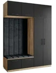 Masseno Garderobenschrank REMA 180 x 240 cm Garderoben-Set mit 2 T&uuml;ren Eiche...