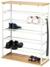 eluno Schuhregal f&uuml;r max. 18 Paar Schuhe, 2 Holzablagen, 4 Haken