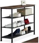 tectake Schuhregal Flurregal aus Holz und Stahl, 100 x 30,5 x 72,5 cm,...