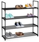 relaxdays Schuhregal Metall, 1-tlg., schwarz, 4 Ebenen, 92 cm