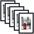 LuxusKollektion Bilderrahmen-Set Bilderrahmen A4 Passepartout 5er Set Schwarz
