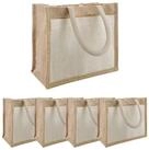 vidaXL Einkaufstrolley Jute-Handtaschen mit Tasche 5 Nat&uuml;rlich und Wei&szlig;