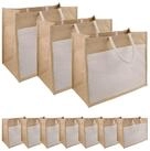 vidaXL Einkaufstrolley Jute-Handtaschen mit Tasche 10 Nat&uuml;rlich und Wei&szlig;