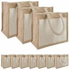 vidaXL Einkaufstrolley Jute-Handtaschen mit Tasche 10 Nat&uuml;rlich und Wei&szlig;