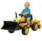 AIYAPLAY Elektro-Kindertraktor Bagger mit Anh&auml;nger, Schaufel, 12V, 2 Motor,...
