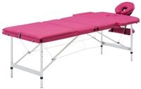 vidaXL Massageliege Massageliege Klappbar 3-Zonen mit Aluminiumgestell Rosa