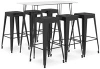 vidaXL Sitzgruppe 120 x 60 x 105 cm 7-tlg Bar-Set Wei&szlig; und Schwarz