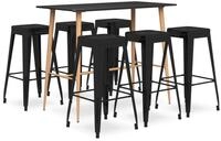 vidaXL Sitzgruppe 120 x 60 x 105 cm 7-tlg Bar-Set Schwarz