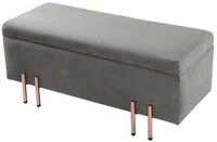 en.casa Sitztruhe, &raquo;Dals&laquo; Samt Metallbeine 118 x 40 x 42 cm Grau