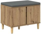 vidaXL Sitzbank 60 x 38 x 46 cm Flurbank mit Kissen mit Speicher Artisan-Eiche