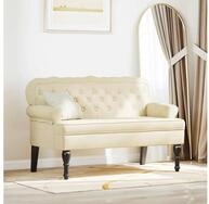 vidaXL Sitzbank Chesterfield Bank Creme 119,5 x 64,5 x 75 cm Kunstleder (1-St)