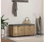 vidaXL Sitzbank, Flurbank mit Kissen mit Speicher Artisan-Eiche 100 x 38 x 46 cm
