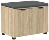 vidaXL Sitzbank 60 x 38 x 46 cm Flurbank mit Kissen mit Speicher Sonoma-Eiche