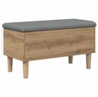 vidaXL Truhe 82 x 42 x 46 cm Truhe Aufbewahrungsbank mit Kissen Artisan-Eiche...